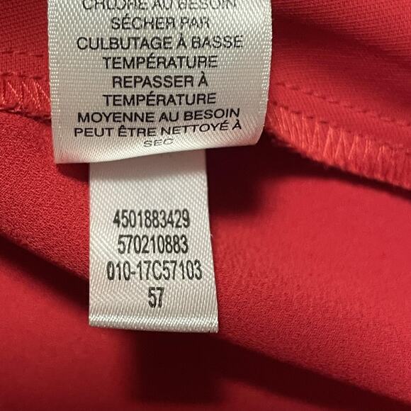 Chicos Shirt Womens 2 Red Pleated Back Tunic Button Front Long Sleeve Blouse - Picture 6 of 9